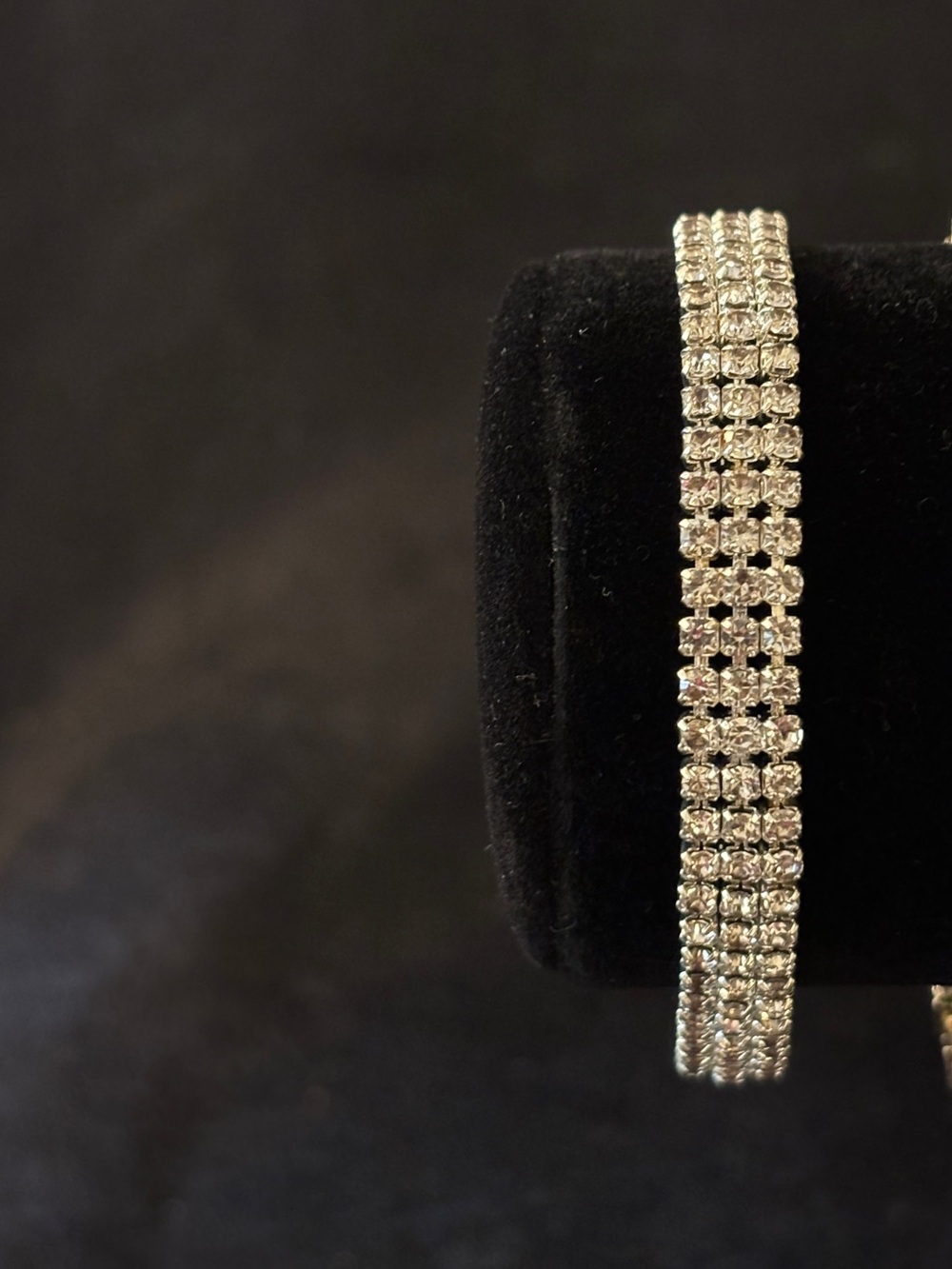 7.8mm Silver Triple Tennis CZ Bracelet 8in.
